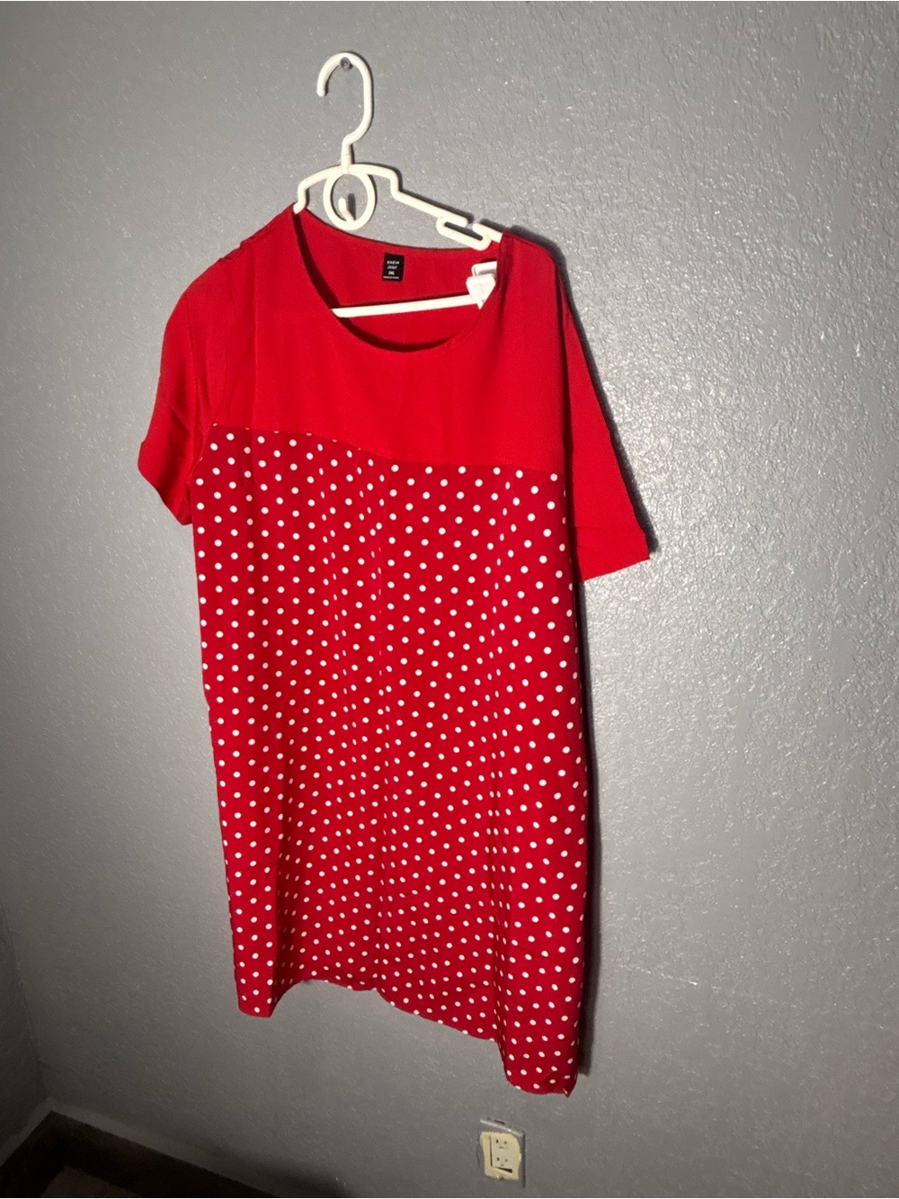 SHEIN Red Polka Dot Short Sleeve Shift Dress